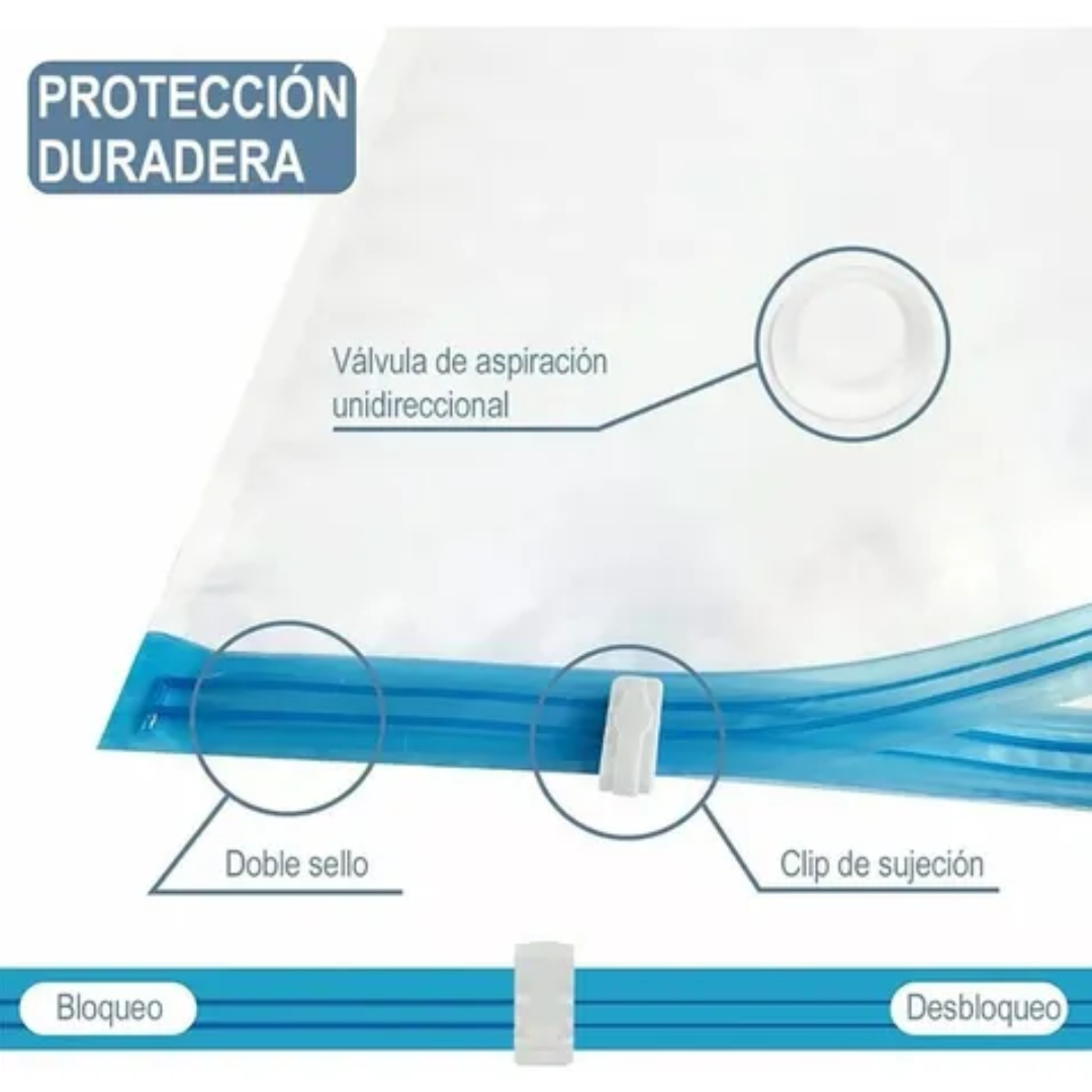 BOLSAS DE EMPAQUE AL VACÍO 70X50 CM PACK X5 ALTA RESISTENCIA