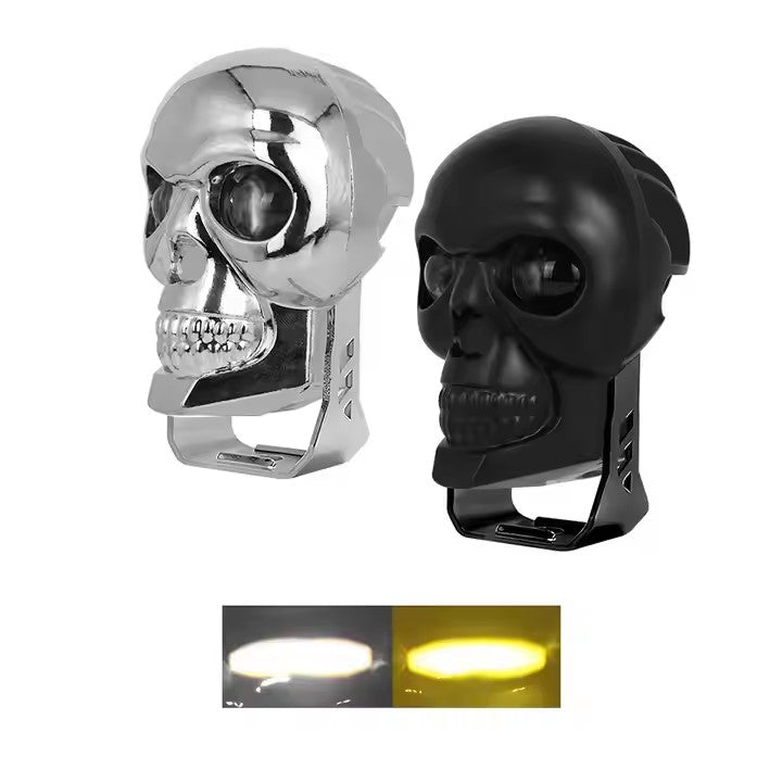 PAR EXPLORADORAS LED CALAVERA LUZ POTENTE UNIVERSAL PARA MOTO